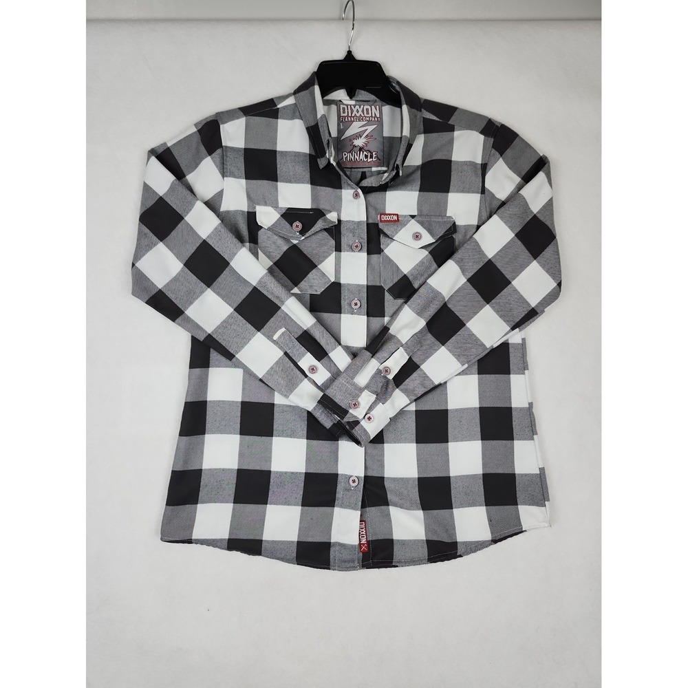 Dixxon Flannel Company Pinnacle Shirt Mens L Black White Long Sleeve Button Up